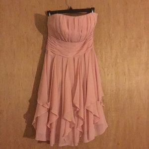 David’s Bridal short strapless pink dress